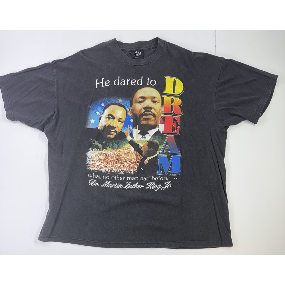 Vintage Y2K Martin Luther King Jr T Shirt 2XL Black Double Sided Art Rap Tee